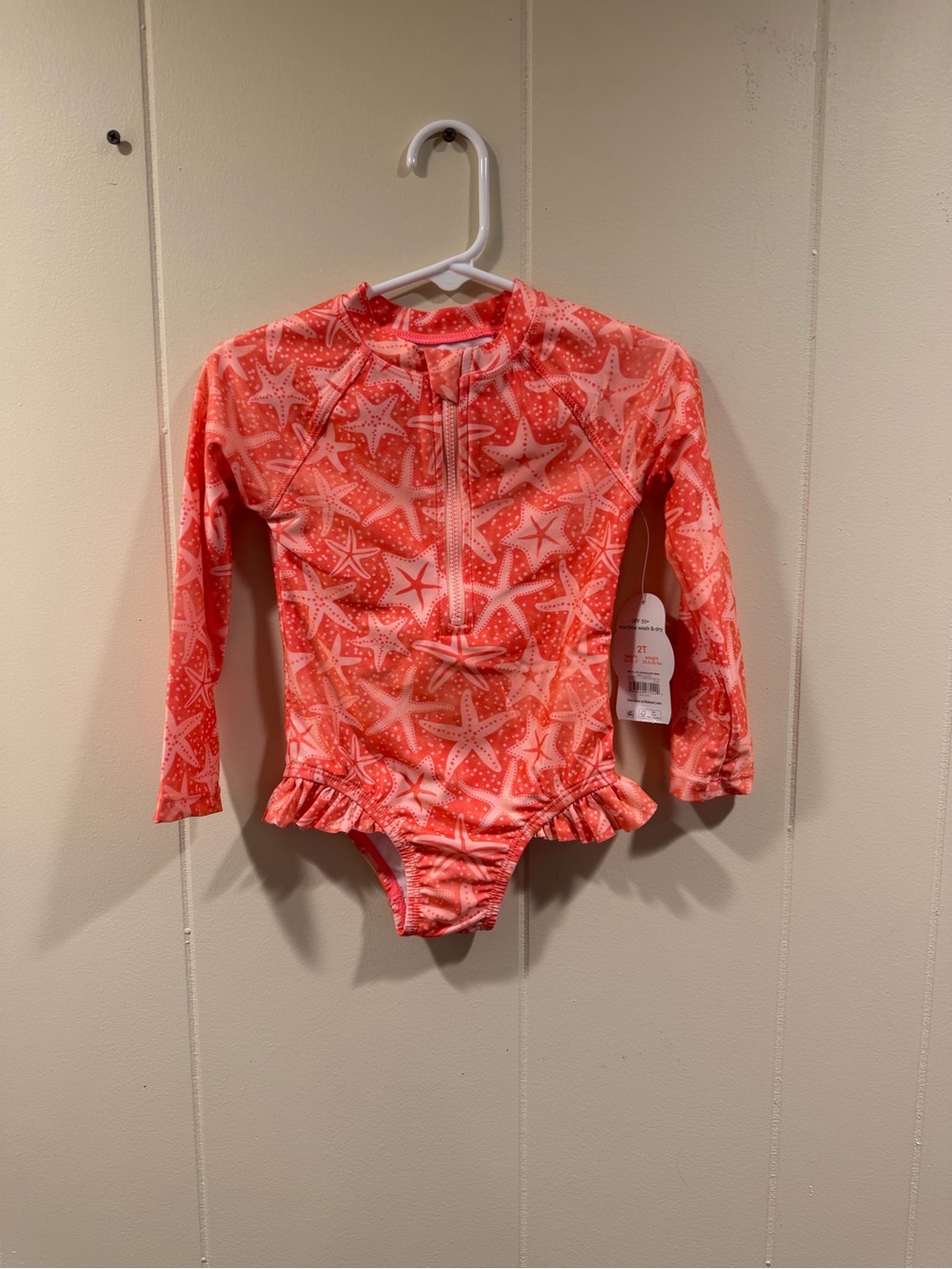 wonder nation Coral Pink Starfish Rash Guard One-Piece